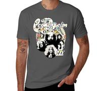 Led Music Zeppelin Photo III Logo T-Shirt for Men, Black Vintage Band Graphic Tee, Classic Rock Concert Shirt,Cotton Music Merch Dark Gray-Style XL