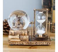 LED MusicCrystal Snow Globe， Sand Timer ，Hourglass,Home Decor,Table Decor for Living Room ，Office Desk Decorations[Brass Ferris Wheel]