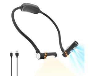 Led Neck Reading Light Rechargeable,Book Lights for Reading at Night in Bed,3 Colors USB Portable Cordless Reading Lamps for Book,Craft,Knitting,Crochet,Sewing,Needlework,Flashlight,Cross Stitch