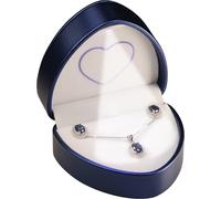 LED Necklace Earrings Box for Engagement, Wedding…Unique Designed Heart to Heart Idea PU Leather Heart Shaped Necklace Pendant Earring Jewelry Gift Holder Box with Light for Men for Women, Faux
