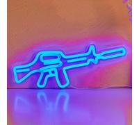 LED Neon Gun Neon Sign, USB Powered Neon Signs Night Light, 3D Wall Art & Game room Bedroom Living Room party Decor lamp for Children Kids Girls Boys (Blue)