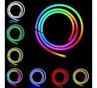 LED Neon Light RGB Flexible LED Neno Strip,96LEDs(IC)/M Waterproof Silicone LED Neon Light +Controller,for Home DIY Holiday Festival/Outdoor Indoor Decoration (5V1M)