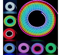 LED Neon Light RGB Flexible LED Neno Strip,96LEDs(IC)/M Waterproof Silicone LED Neon Light +Controller,for Home DIY Holiday Festival/Outdoor Indoor Decoration (12V5M)