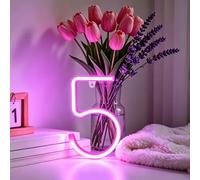 LED Neon Light Up Numbers, 8.6 inch Neon Number Light Sign for Wall Decor | Purple Neon Number Lights for Birthday Decorations Wedding Anniversary Home Wall Decor