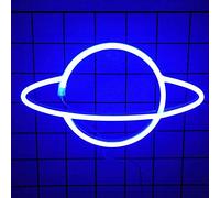 LED Neon Lights,KINGCOO Planet Rocket Acrylic Neon Signs Battery Or USB Powered Decorative Night Light Wall Decor for Kids Room Christmas Birthday Wedding Party Decorations (Planet-Blue)