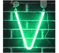 LED Neon Night Light Neon Lights Wall Decorative Night Light for Kids Bedroom Battery USB Operated Green (V)