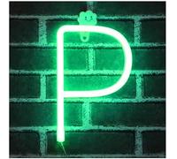 LED Neon Night Light Neon Lights Wall Decorative Night Light for Kids Bedroom Battery USB Operated Green (P)
