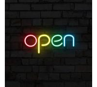LED Neon Open Sign, 7" x 13.8" Open Sign for Business, Powered by USB or 3-AA Battery with ON/Off Switch, LED Neon Night Light for Party Bar Restaurant Stores Hotel Wall Decor Neon Light Sign