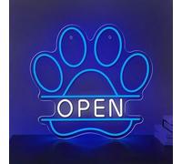 LED Neon Sign Paw Print Open - Acrylic USB Powered Wall Hanging Light for Bedroom, Office, Club, Art Decor Paw Open Neon Light with Switch Control