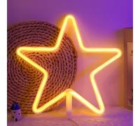 LED Neon Sign Star Neon Lights Warm White Neon Wall Light Battery or USB Operated Night Light LED Lights Wall Decoration for Girls Bedroom Living Room Christmas Party as Kids Gift
