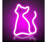 LED Neon Sign Wall Decor Cat Pink - USB or Battery-Powered Night Light, Safe Low-Voltage Wall Art for Home & Parties