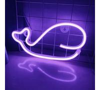 LED Neon Signs Assortment - Strawberry, Cat Paw, Coffee Cup, Whale Shapes, Indoor Outdoor Decor for Party, Christmas Valentine's Day Bedroom Ambience(Purple Whale)