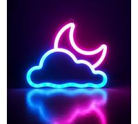 LED Neon Signs Lights, Neon Sign USB/Battery Operated Bedroom Lights,Moon Clouds Shape Night Lighting,LED light bar wall decorations for bedrooms,girl's rooms,party(blue+pink)