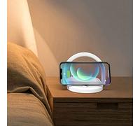 LED Night Light - Bedside Lamp with Wireless Charger - 3 in 1 Touch Table Lamp - Portable Phone Holder - Dimmable Wireless Charging Night Stand Lamps for Bedroom Living Room (White)