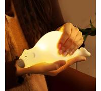 LED Night Light Children, Flat Lying Bear Night Light, 3 Light Modes, Baby Night Light, USB Charging Bedside Lamp with 30 Minute Timer and Touch Control, Children's Room Decor Bedroom Lights, Baby