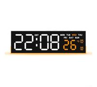 LED Night Light Clock with Soft Glow and Adjustable Brightness Levels, Automatic Light Sensor, Temperature Display Switchable Between Celsius and Fahrenheit, Made from ABS (Orange)