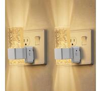 LED Night Light Plug in Wall 2 Pack, Acrylic Plug in Nightlight with Dusk to Dawn Sensor, 0-100LM Dimmable, 3000K Warm White, Modern Night Light for Hallway Stair Kitchen Bedroom Bathroom