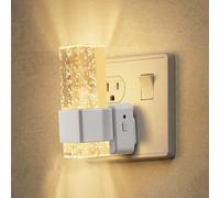 LED Night Light Plug in Wall, Acrylic Plug in Nightlight with Dusk to Dawn Sensor, 0-100LM Dimmable, 3000K Warm White, Modern Night Light for Hallway Bedroom Bathroom Kitchen (Square-Bubble-1PCS)