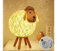 LED Night Light, Sheep Rattan Bedside Lamp, Children's Night Light Projector, LED Night Light for Living Room, Gift, USB/Push Button Switch 110cm