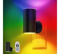 LED Night Light with Remote Control and Dusk to Dawn Sensor, 16 Color Options, Adjustable Brightness 0-100 Lumens, Plug in Modern Night Light for Bedroom, Bathroom, Hallway