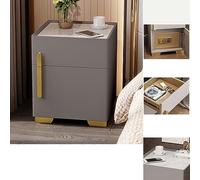 LED Night Stand with Charging Station, Modern Bedside Table with Drawer, Smart Night Table for Bedroom and Office