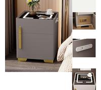 LED Night Stand with Charging Station, Modern Bedside Table with Drawer, Smart Night Table for Bedroom and Office