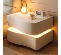 LED Nightstand Set of 2 with 2 Drawers Modern Bedroom Night Table with LED Light Beige Color 40cm Stylish Storage Solution for Bedroom Decor