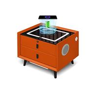 LED Nightstand with Wireless Charging Station, Modern End Table with Fingerprint Lock,Night Stand with Glass Top, USB & Type-C Port, Smart Bedside Table with 2026/2/3 Storage Drawers for Bed