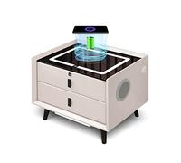 LED Nightstand with Wireless Charging Station, Modern End Table with Fingerprint Lock,Night Stand with Glass Top, USB & Type-C Port, Smart Bedside Table with 2026/2/3 Storage Drawers for Bed