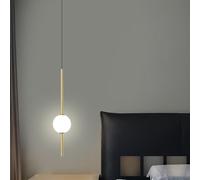 LED Nordic Indoor Chandelier 3000K/4000K/6000K Dimmable Pendant Light Adjustable Length Modern Long Chandeliers Round Glass Lampshade Iron Acrylic for Bedroom Living Room