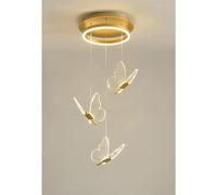 LED Nordic Pendant Lamp, Novelty Butterfly Styling Pendant Lights with Adjustable Suspension Wire for Living Room, Corridor, Dining Room,Warm Light-3 Heads Color : Stepless Dimming, Si