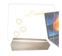 LED Note Board - Acrylic Linked Drawing Screen, Stylish Illuminated Sign | 7.87 x 11.81 in with 5.91 x 1.18 x 1.77 in Wooden Holder, Light Message for Kitchen Notes