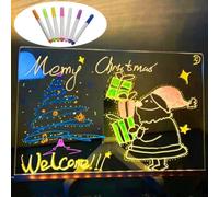 LED Note Board,Illuminated Led Acrylic Message Board with 7 Colors Pen, Rewritable Light up Message Boardwith Stand, Magic Dry Erase Board, Glowing Acrylic Message Marker Board for Kids (15 * 15cm)