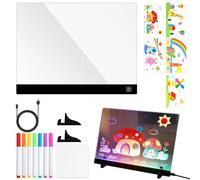 LED Note Board - Rechargeable Acrylic Message Mat with 4 Modes - Erasable LED Light Painting Board Including Pens - For Girls Home Classroom Workplace