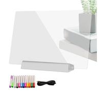 LED Note Board | RGB Dry Erase Clear Note Board with 12 Colors Pen | Flat Book Light | for Night Dark Home Office School Holiday Art Doodle Painting Coloring Display Sign