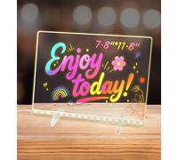 LED Note Board with 10 Colors Light Modes, LED Drawing Board for Kids Light Up Acrylic Message Board Doodle Desktop Memo with 7 Colors Pen Christmas Birthday Gifts (40 x 30cm)