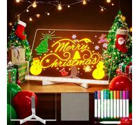LED Note Board with 12 Colors Pen, 30x20 cm Acrylic Light Up Drawing Board, Writing Message Magic Board, Arts Dry Erase Doodle Desktop Note, Illuminated Wordpad Gift for School Office Cafe Home