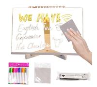 LED Note Board with 12 Colours Pens, Luminous Drawing Board for Children Adults, Reusable Acrylic Writing Board, Memo Board for Home, School and Cafe (20 x 30 cm)