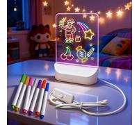 LED Note Board with 3 Colors, LED Drawing Board, Multifunctional Acrylic Dry Erase Message Board with Light for Room/Store/Office/Gift (Square, Plug-in)