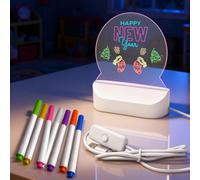 LED Note Board with 3 Colors, LED Drawing Board, Multifunctional Acrylic Dry Erase Message Board with Light for Room/Store/Office/Gift (Round, Plug-in)