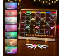 LED Note Board with 7 Color Light Modes, 13.7"x10" Led Drawing Board for Kids, Acrylic Message Board Doodle Desktop Memo with 7 Markers, Holiday Trend Gift
