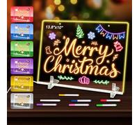 LED Note Board with 7 Colors, 13.8"X10" Acrylic Dry Erase Message Note Board with Light, Neon Glow Memo LED Light-Up Drawing Board for Classroom, Home Decor,Office, Christmas Gift, Holiday Trend Gift