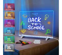 LED Note Board with 7 Colors, Includes Adapter, 13"x10" Led Drawing Board for Kids, Light Up Dry Erase Boards with 7 Markers, Soft Cloth, Hanging Chain, Holiday Trend Gift