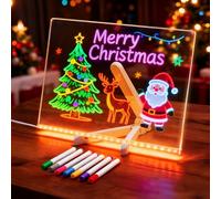 LED Note Board with 7 Colors Pen, 13.7"x10" Led Drawing Board for Kids, Magic Note Board Glowing Acrylic Message Marker Boards with Light, Rewritable Acrylic Dry Erase Boards, Holiday Trend Gift