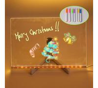 LED Note Board with 7 Colors Pen,Acrylic Light Up Drawing Writing Message Magic Board with Light,LED Drawing/Writing Light Up Dry Erase Boards with Stand for Office School Home Christmas (30 * 20cm)