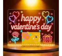 LED Note Board with 7 Colors Pen for New Year 30x20cm Acrylic Drawing Dry Erase Boards Light up Message Advertising Noteboard Neon Glow Memo Writing Board for Office School Store Festival Kid Gift