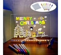 LED Note Board with 7 Colors Pen, Glowing Acrylic Message Marker Board with Light, LED light Up board, LED Illuminated Drawing Board Light Up Dry Erase Board with Stand (5.91 * 5.91 in,with 7 pens)