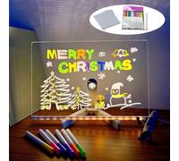 LED Note Board with 7 Colors Pen, Glowing Acrylic Message Marker Board with Light, LED light Up board, LED Illuminated Drawing Board Light Up Dry Erase Board with Stand (11.81 * 7.87 in,with 13 pens)