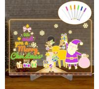 LED Note Board with 7 Colors Pen, LED Drawing Board, LED Light Up Acrylic Drawing Board, Dry Erase Desktop LED Message Board Memo Illuminated Wordpad with Stand, Arts Doodle for Home Office (30x20cm)