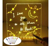 LED Note Board with 7 Colors Pen, LED Note Board with Colors, DIY Luminous Writing Drawing Board, DIY Luminous Writing Drawing Board, Light up Dry Erase Board with Stand (15×15 cm)
